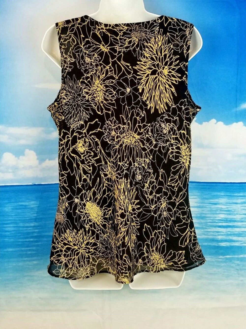 CASUAL CORNER Womans BLACK & GOLD Top LINED shirt FITTED Lightweight size XL 1x - Picture 5 of 6